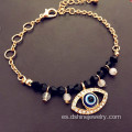 Mal de ojo pulsera de oro cristal perlas colgante pulsera